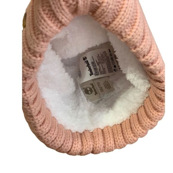 Timberland Cable Knit Beanie Hat  with faux fur Pom Pom - Picture 4 of 5